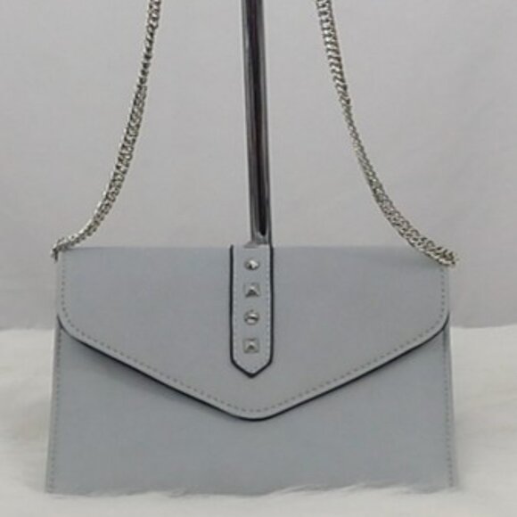 Danielle Nicole Envelope Crossbody Bag Grey Faux Leather Chain Strap Studded - Picture 3 of 10